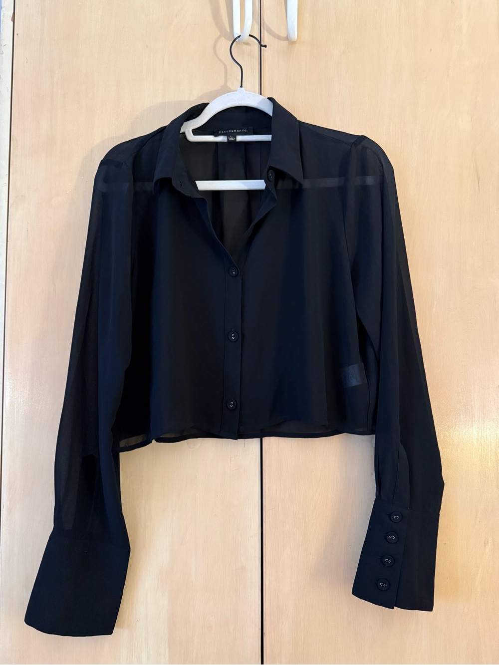 Dance & Marvel Black Cropped Button-Down Shirt